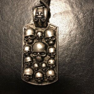 Skull dog tag affliction necklace